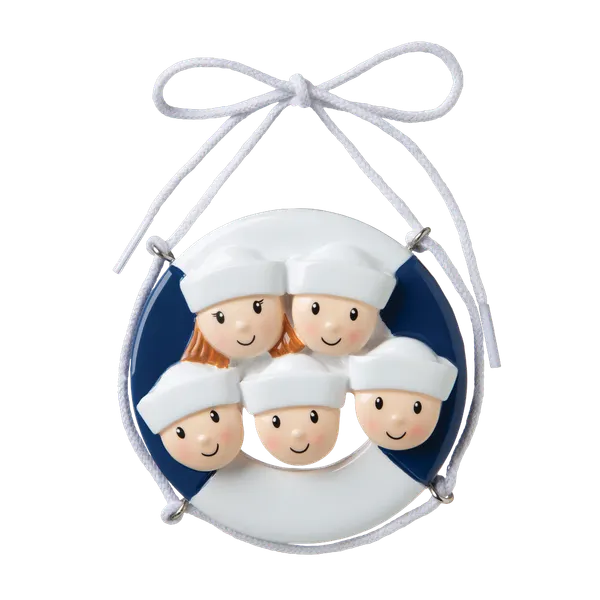 OR1676-5 - Cruise Ship Family of 5 Personalised Christmas Decoration