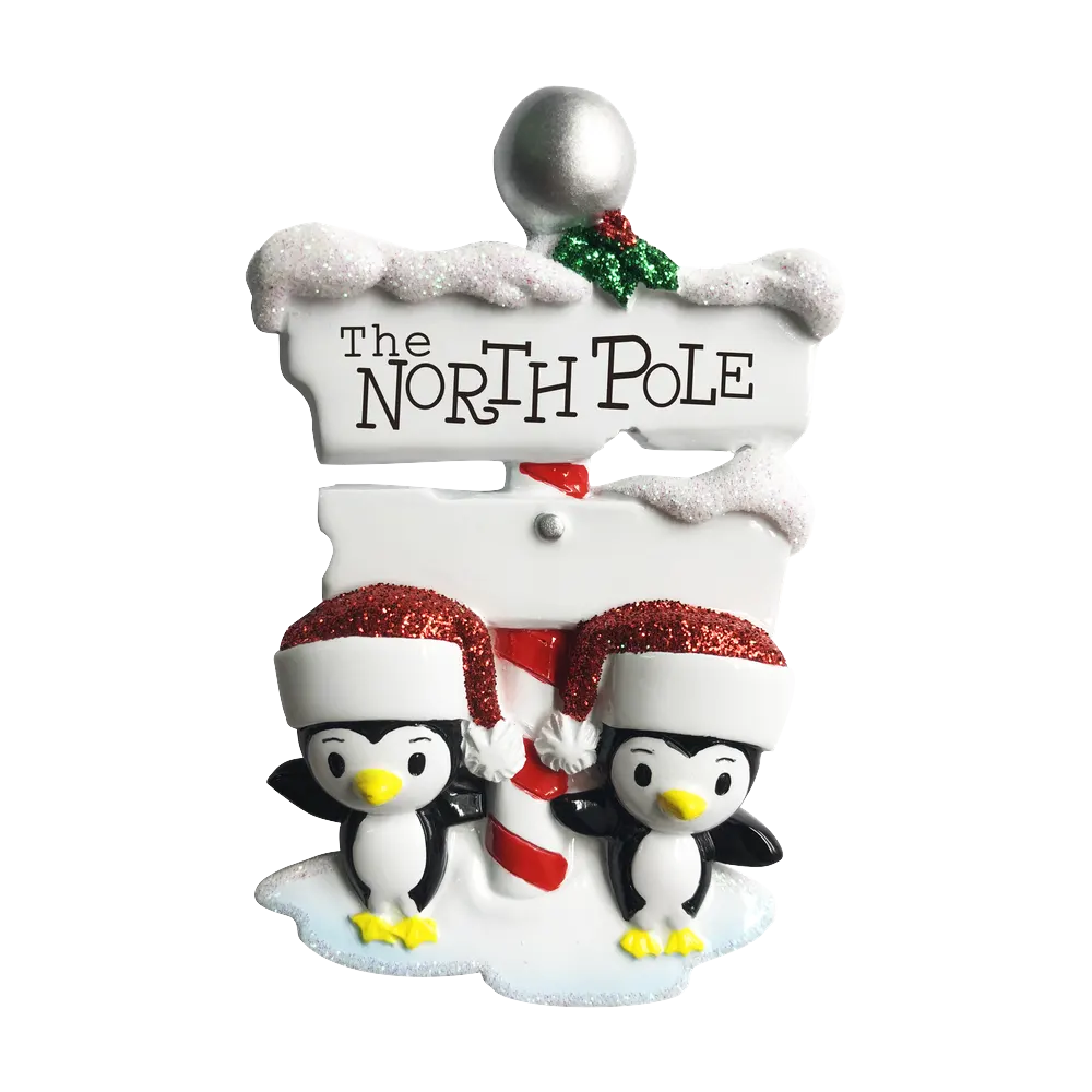 OR1739-2 - North Pole Penguin Family of 2 Personalised Christmas Decoration