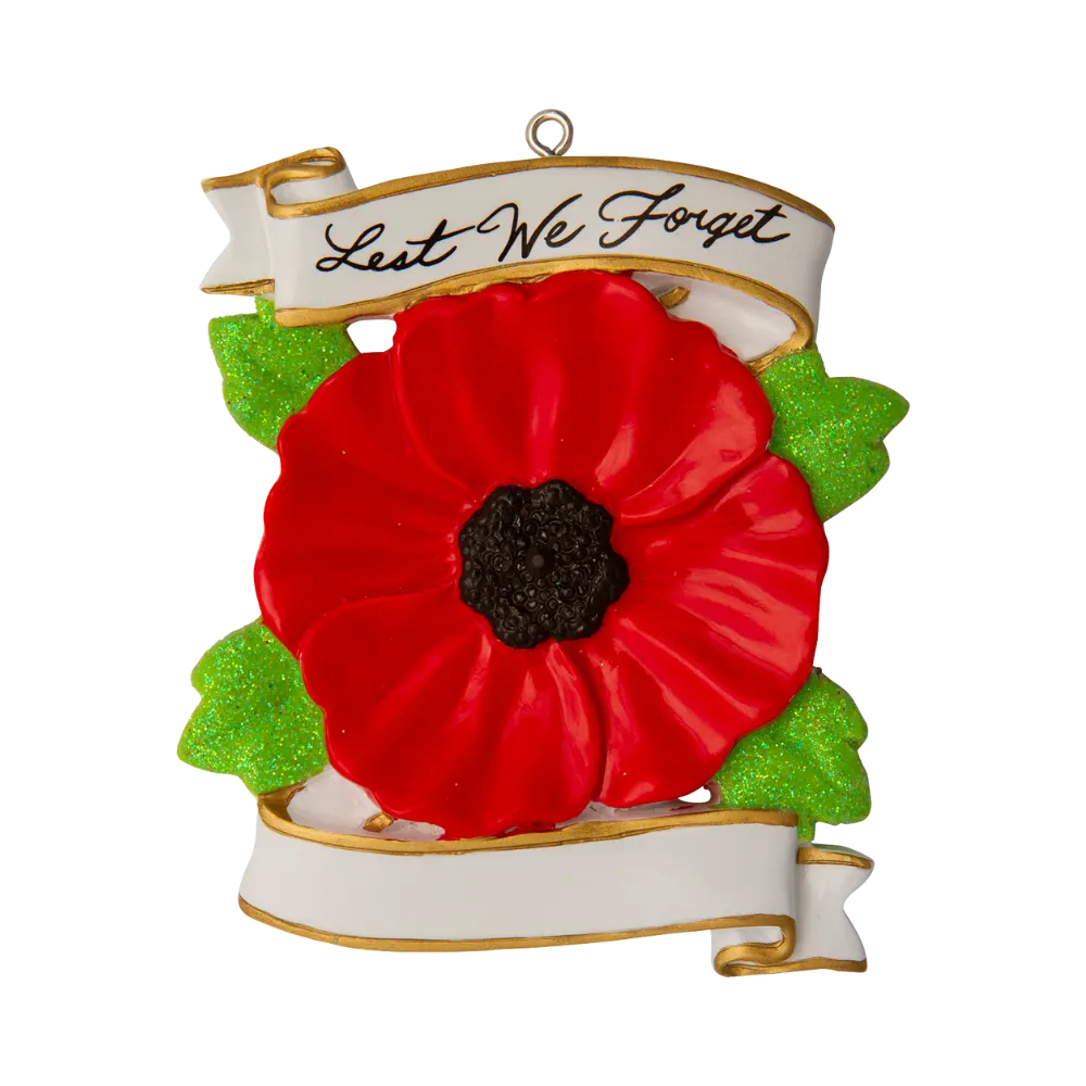 OR1755 - Lest We Forget Canadian Poppy Personalised Christmas Decoration