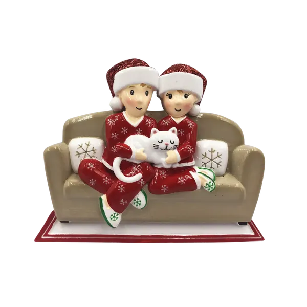 OR1786-2 - Family of 2 W/Cat Personalised Christmas Decoration