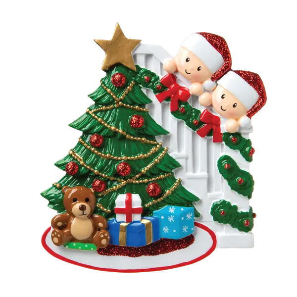OR1789-2 - Peeking Family of 2 Personalised Christmas Decoration
