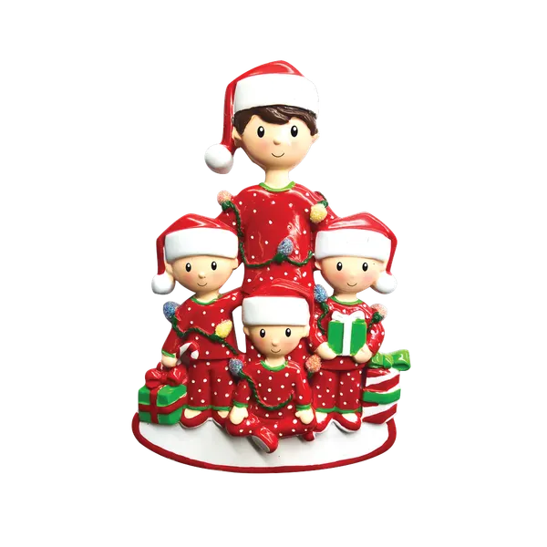 OR1791-3 - Single Dad With 3 Children Personalised Christmas Decoration