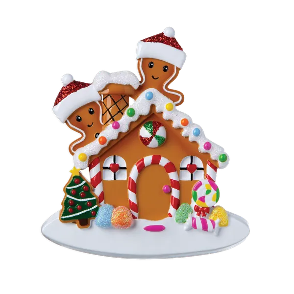 OR1872-2 - Gingerbread House Couple Personalised Christmas Decoration