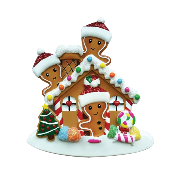 OR1872-3 - Gingerbread House Family of 3 Personalised Christmas Decoration