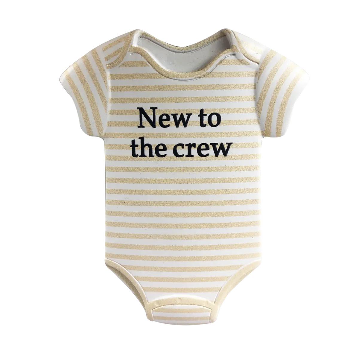 OR2151-NR - Striped 3D "New To The Crew" Onesie (Neutral) Personalised Christmas Decoration