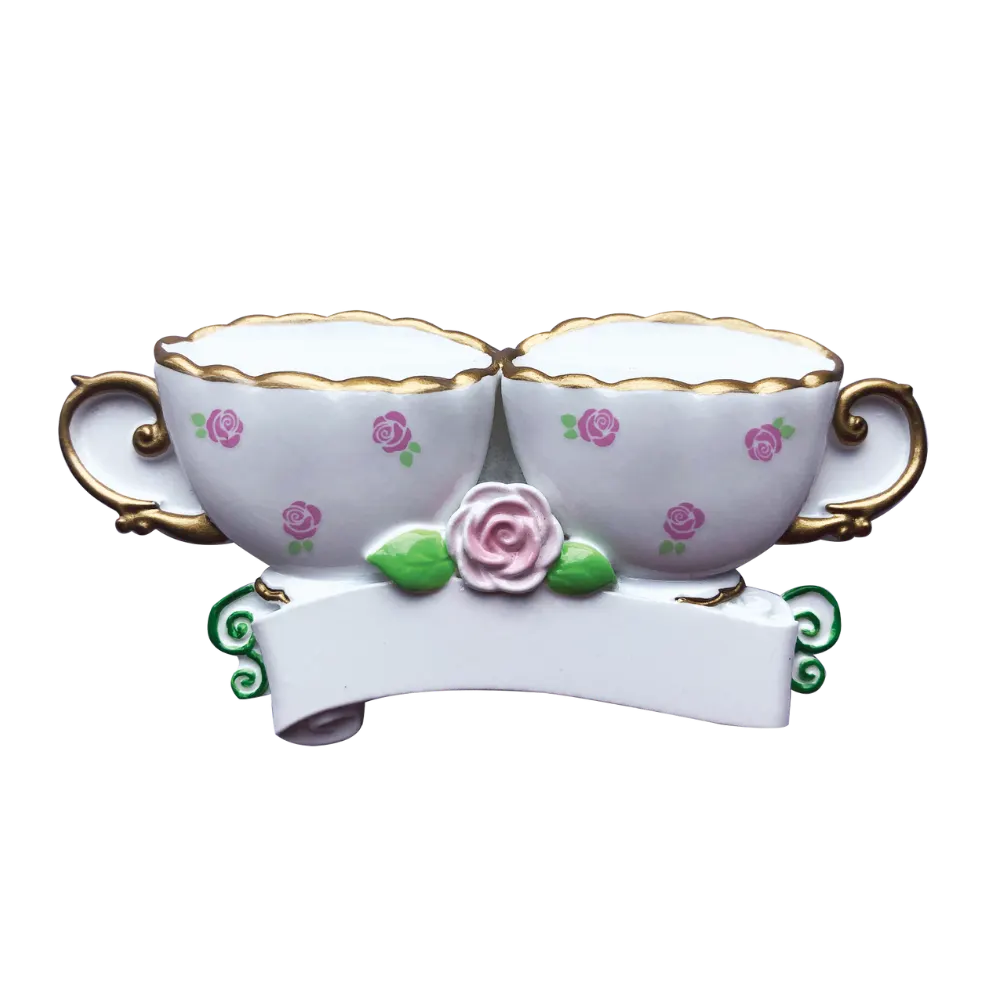 OR2171-2 - Tea Cup Family of 2 Personalised Christmas Decoration