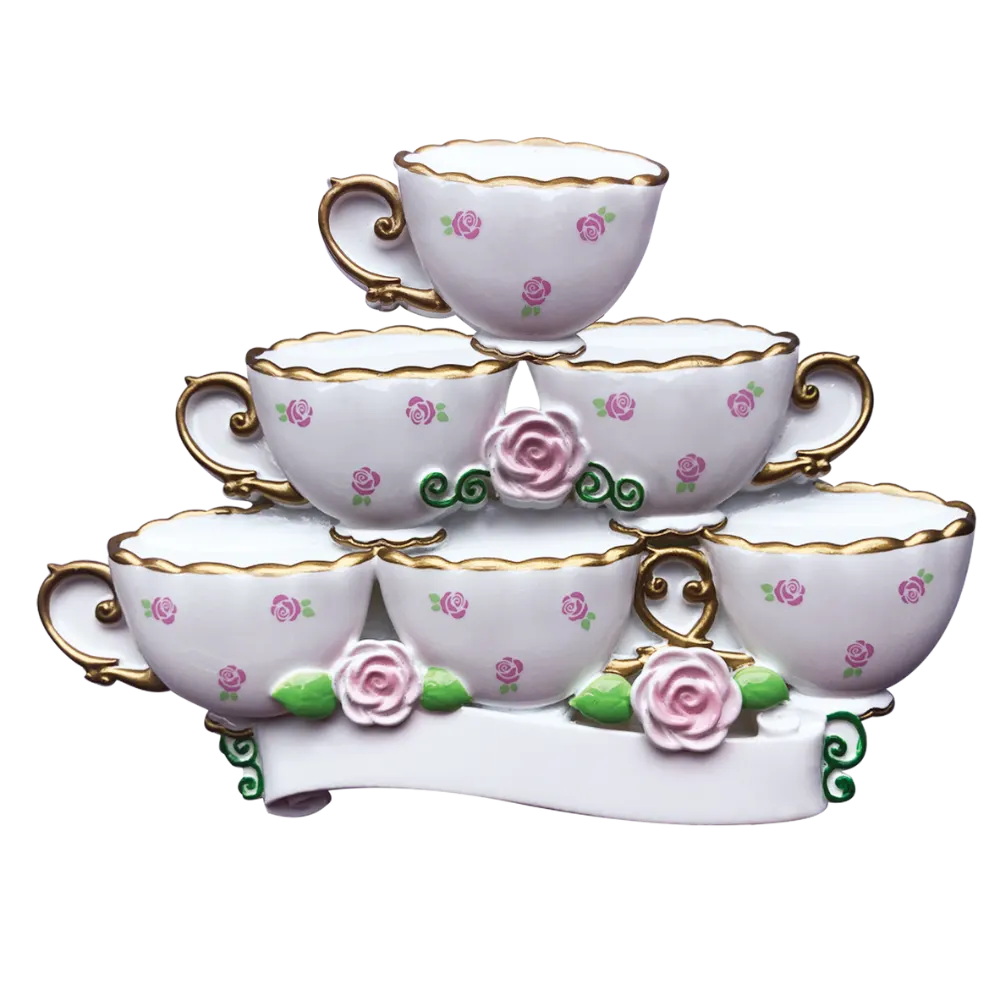 OR2171-6 - Tea Cup Family of 6 Personalised Christmas Decoration