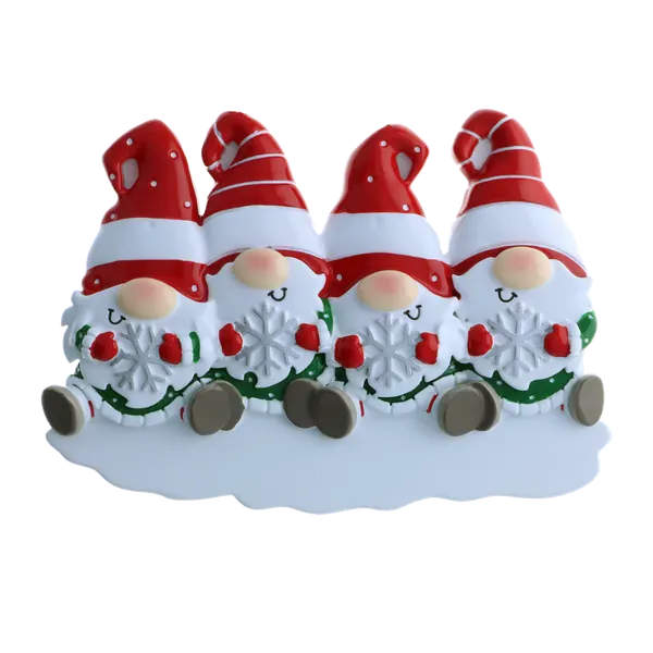 OR2221-4 - Gnome Family of 4 Personalised Christmas Decoration