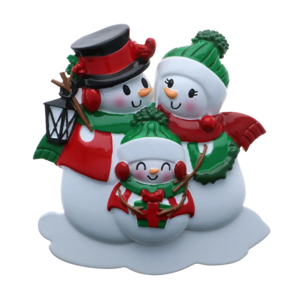 OR2255-3 - Snowman Family of 3 Personalised Christmas Decoration