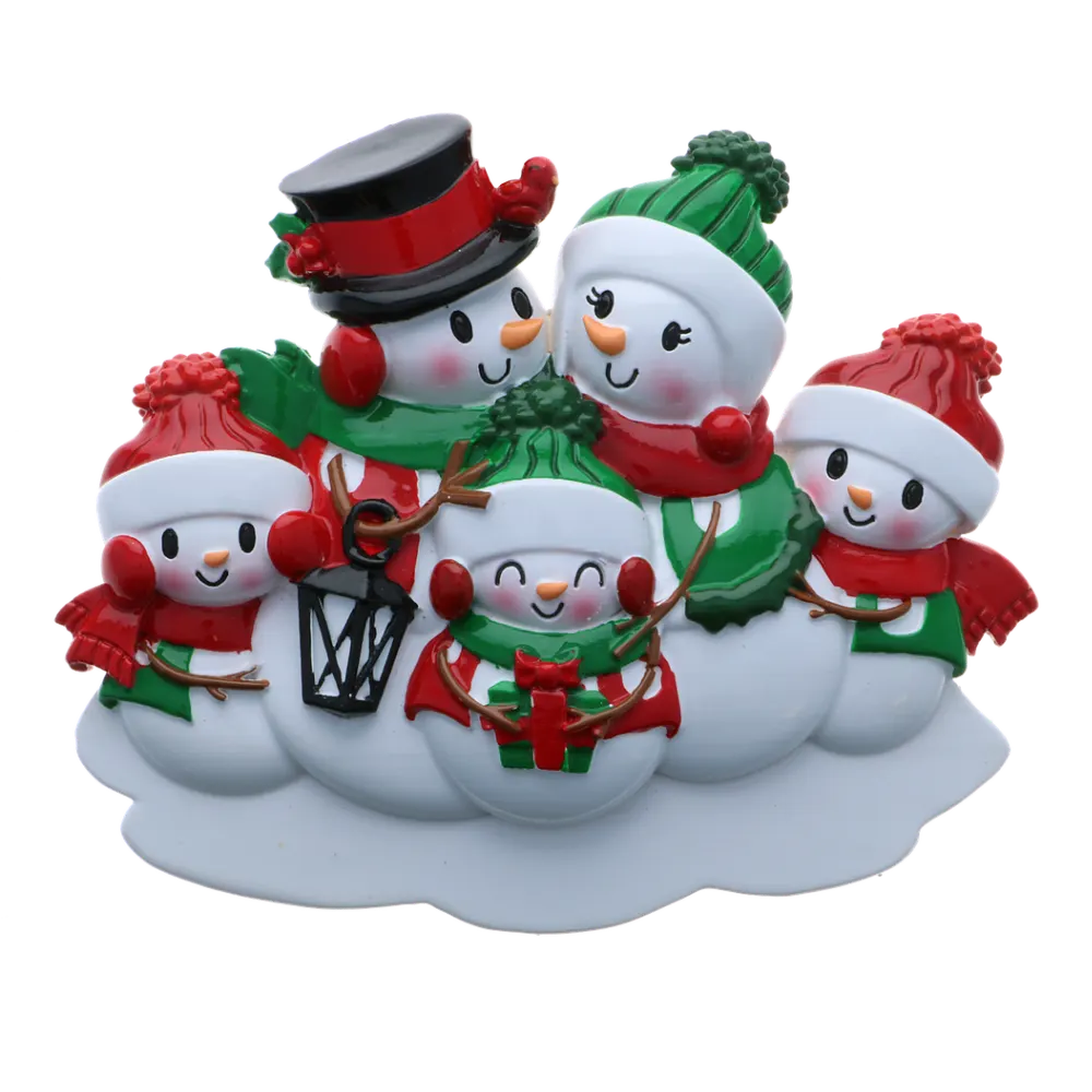 OR2255-5 - Snowman Family of 5 Personalised Christmas Decoration