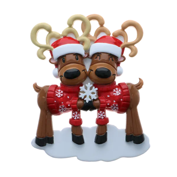 OR2256-2 - Mr. & Mrs. Reindeer Couple Personalised Christmas Decoration