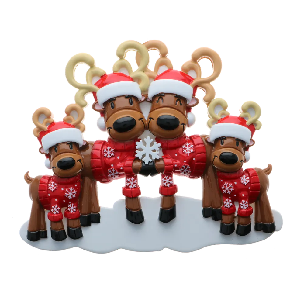 OR2256-4 - Mr. & Mrs. Reindeer Family of 4 Personalised Christmas Decoration