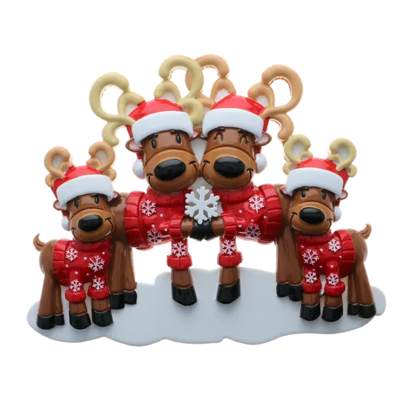 OR2256-4 - Mr. & Mrs. Reindeer Family of 4 Personalised Christmas Decoration