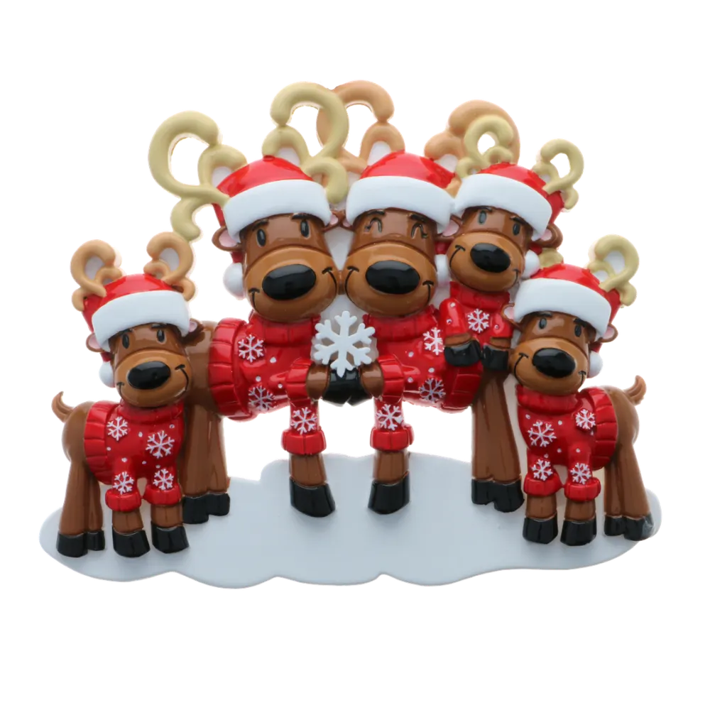 OR2256-5 - Mr. & Mrs. Reindeer Family of 5 Personalised Christmas Decoration