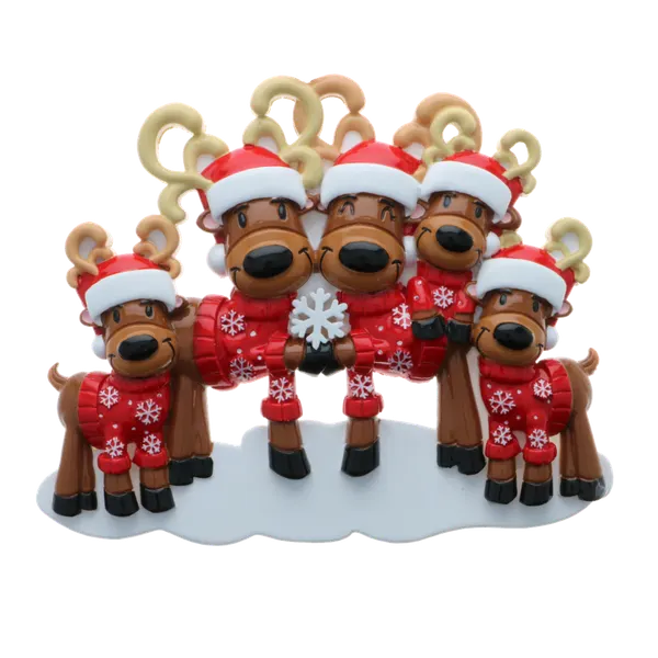 OR2256-5 - Mr. & Mrs. Reindeer Family of 5 Personalised Christmas Decoration