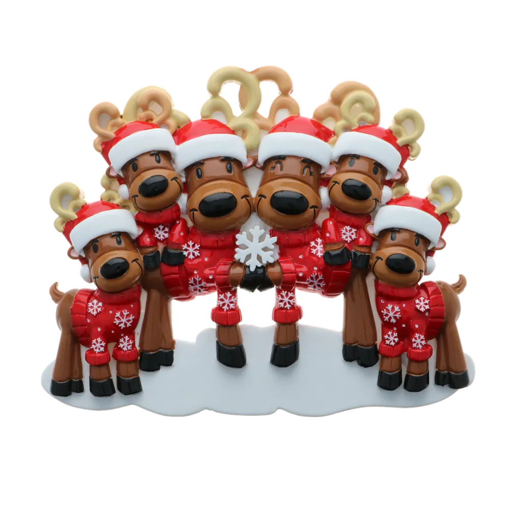 OR2256-6 - Mr. & Mrs. Reindeer Family of 6 Personalised Christmas Decoration