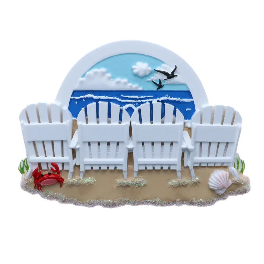 OR2258-4 - Beach Chairs Family of 4 Personalised Christmas Decoration
