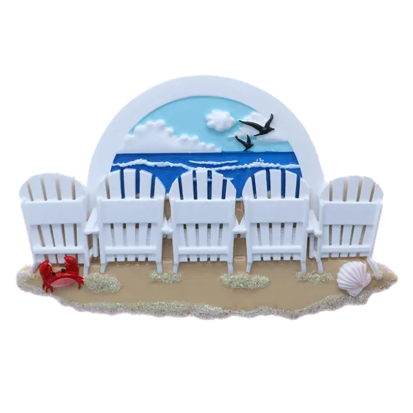 OR2258-5 - Beach Chairs Family of 5 Personalised Christmas Decoration