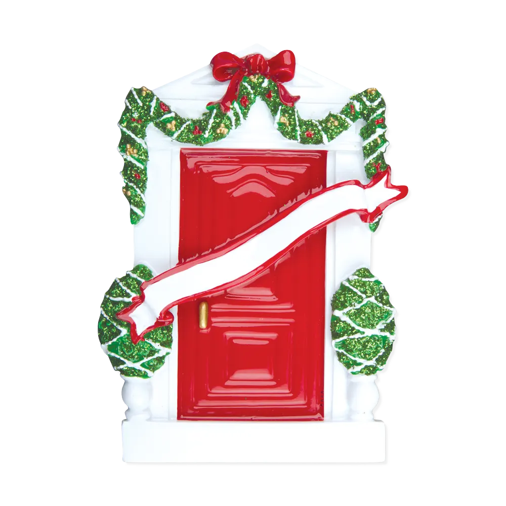 OR229-R - Red Door Personalised Christmas Decoration