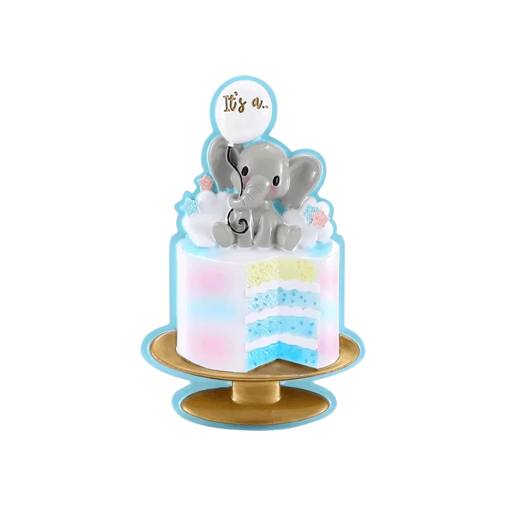 OR2481-B - Gender Reveal Cake (Blue) Personalised Christmas Decoration