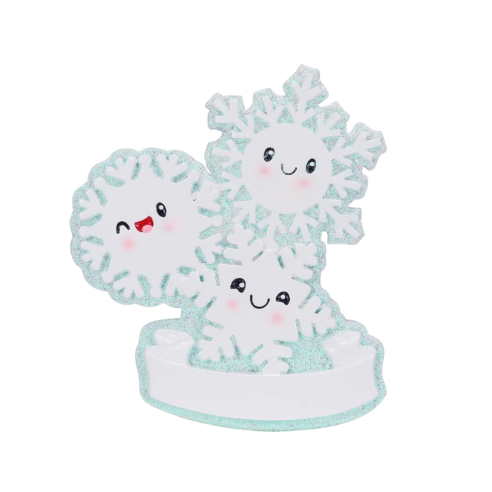OR2671-3 - Snowflake Family of 3 Personalised Christmas Ornaments