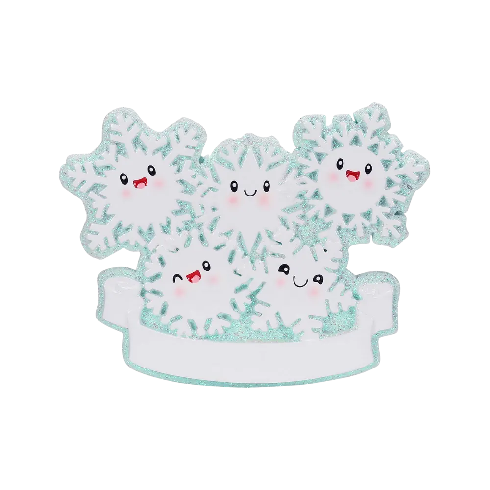 OR2671-5 - Snowflake Family of 5 Personalised Christmas Ornaments