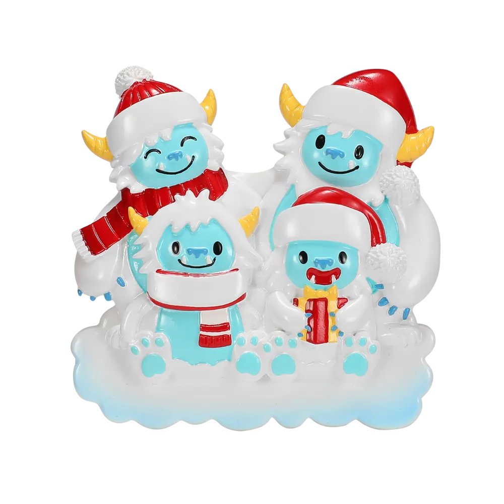 OR2675-4 - Yeti Family of 4 Personalised Christmas Ornaments