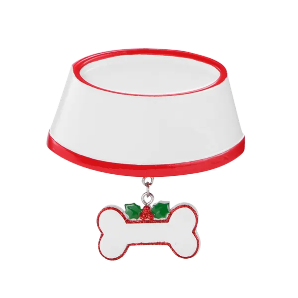 OR2764 - Dog Bowl W/Dangling Holiday Bone