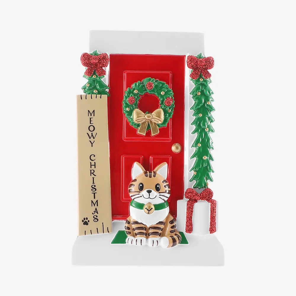 OR3182 - Meowy Christmas Wall Sign Door with Cat