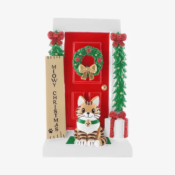 OR3182 - Meowy Christmas Wall Sign Door with Cat