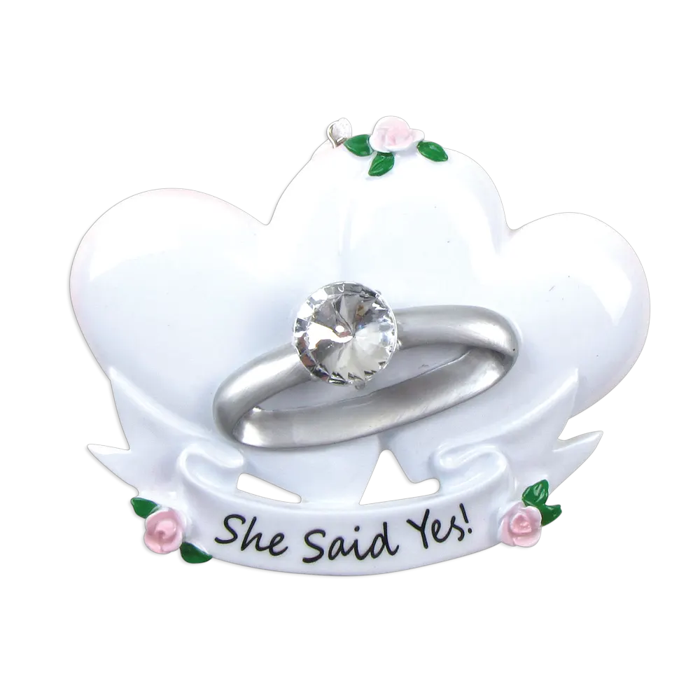 OR494 - Engagement Ring Personalised Christmas Decoration