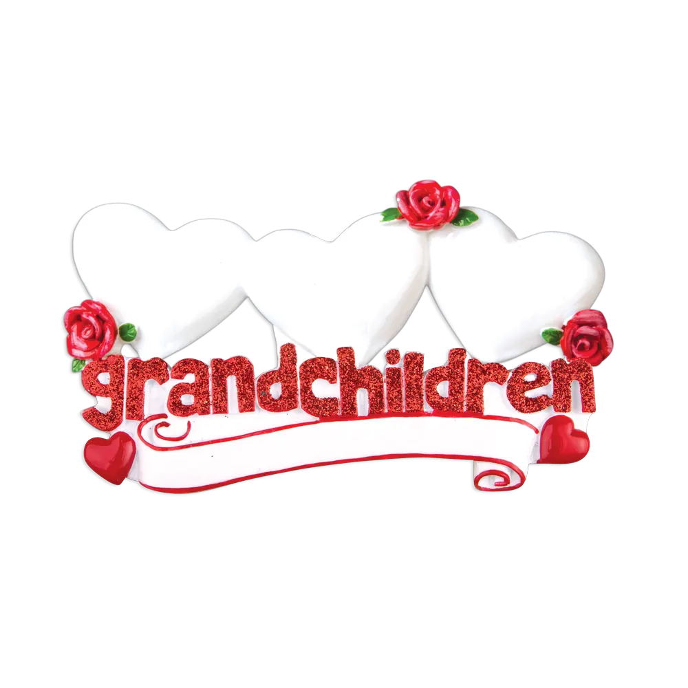 OR529-3 - Grandchildren With Three Hearts Personalised Christmas Decoration