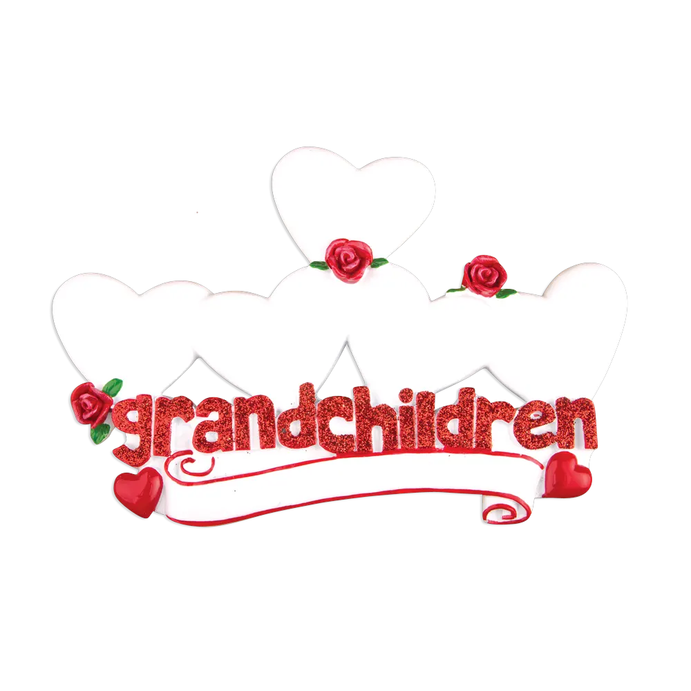 OR529-5 - Grandchildren With Five Hearts Personalised Christmas Decoration