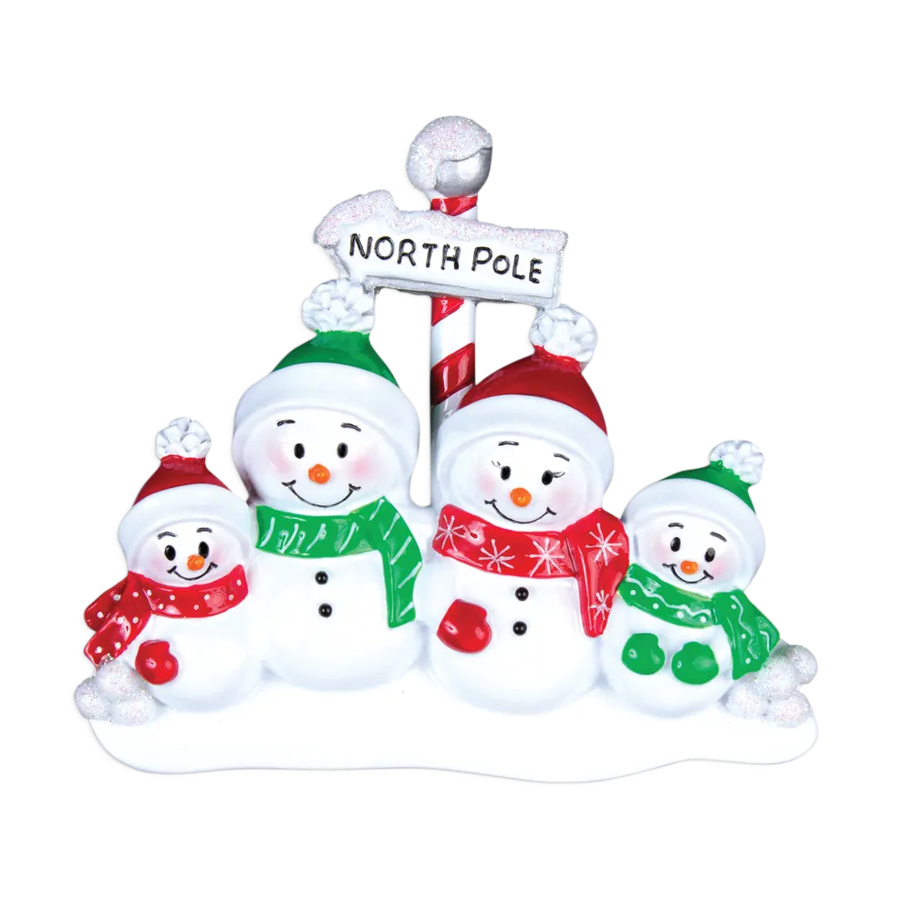 OR967-4 - North Pole Family of 4 Personalised Christmas Decorations