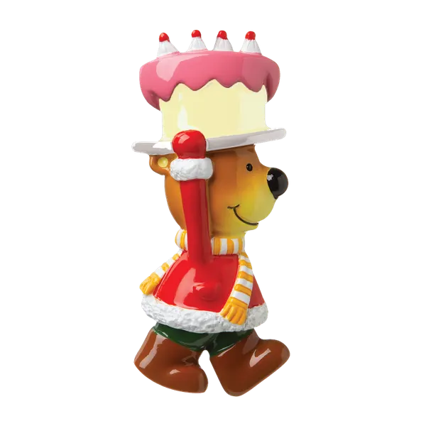 P18-03-053 - Brown Bear With Birthday Cake Personalised Christmas Decoration