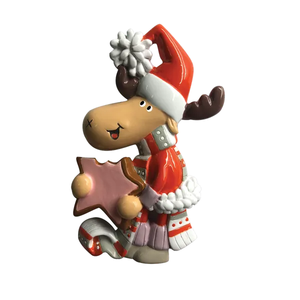 P18-03-064 - Moose Holding Star Personalised Christmas Decoration
