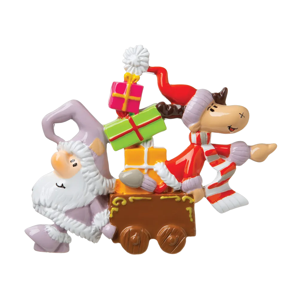 P18-03-065 - Santa And Reindeer With Presents Personalised Christmas Decoration
