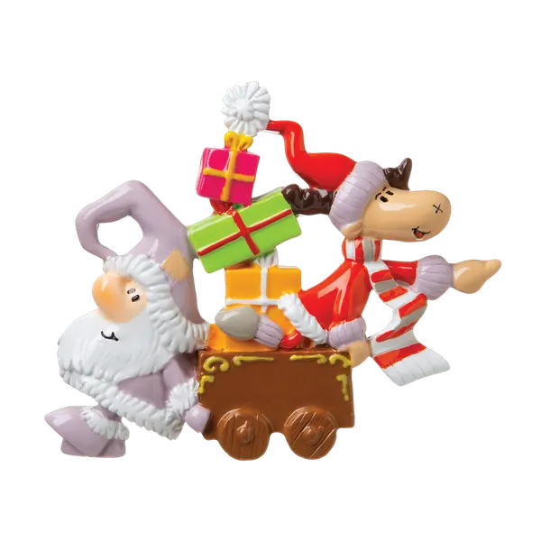 P18-03-065 - Santa And Reindeer With Presents Personalised Christmas Decoration