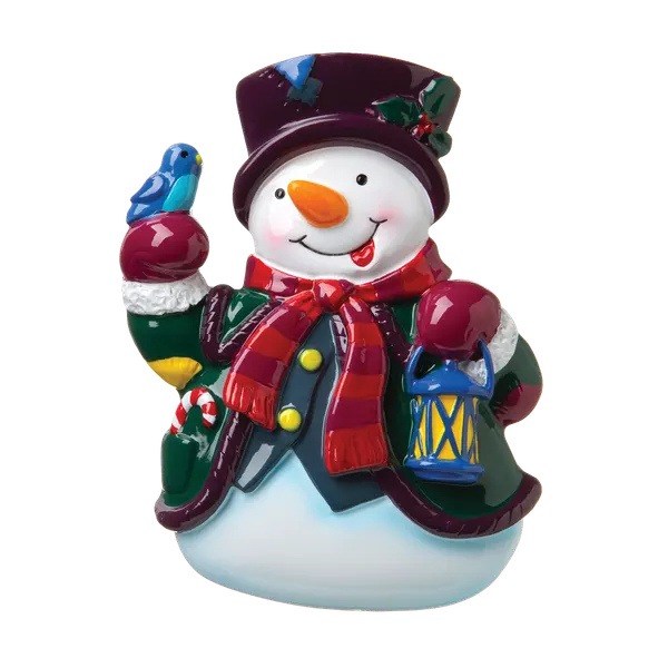 P18-03-082 - Snowman With Lantern Personalised Christmas Decoration