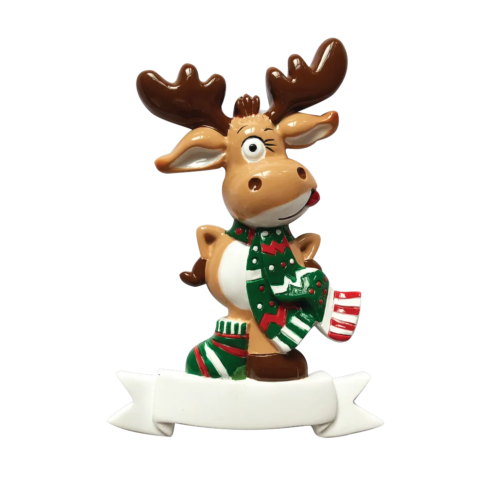 P18-03-103 - Funny Face Reindeer Personalised Christmas Decoration