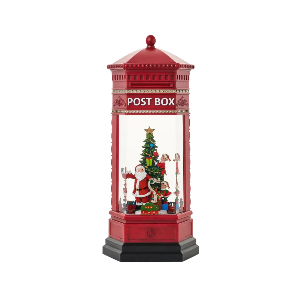 SG23C033 - 13"H LED Santa Water Globe Lantern Glitter Rotating
