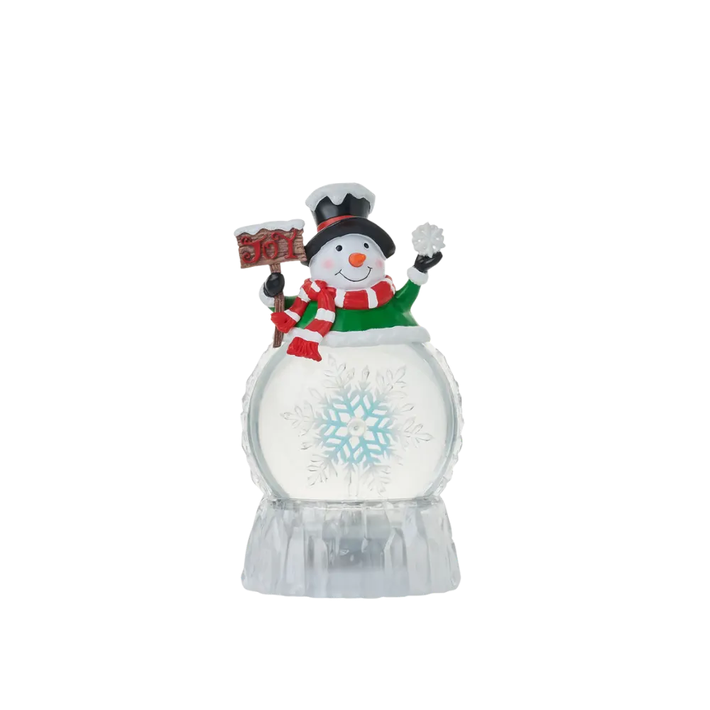 SG24146 - 9"H LED Snowman Water Globe Lantern Glitter Rotating