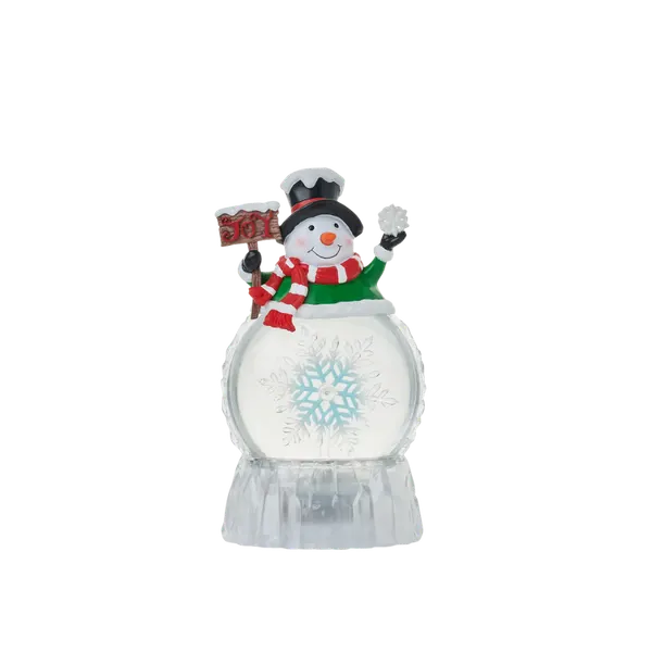 SG24146 - 9"H LED Snowman Water Globe Lantern Glitter Rotating
