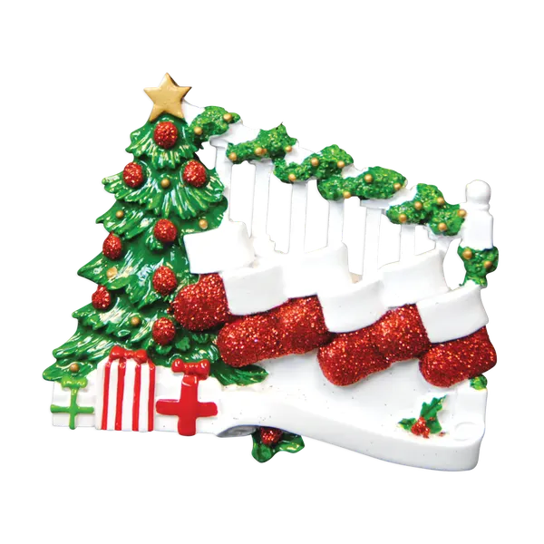 TT823-6 - Bannister with 6 Stockings Christmas Table Topper