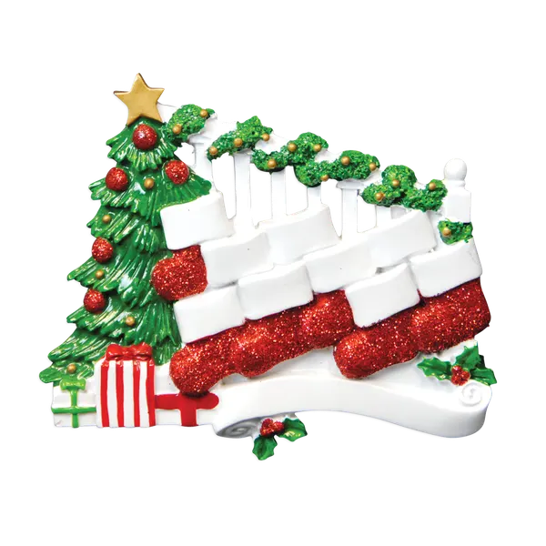 TT823-9 - Bannister with 9 Stockings Christmas Table Topper