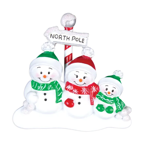 TT967-3 - North Pole Family of 3 Christmas Table Topper