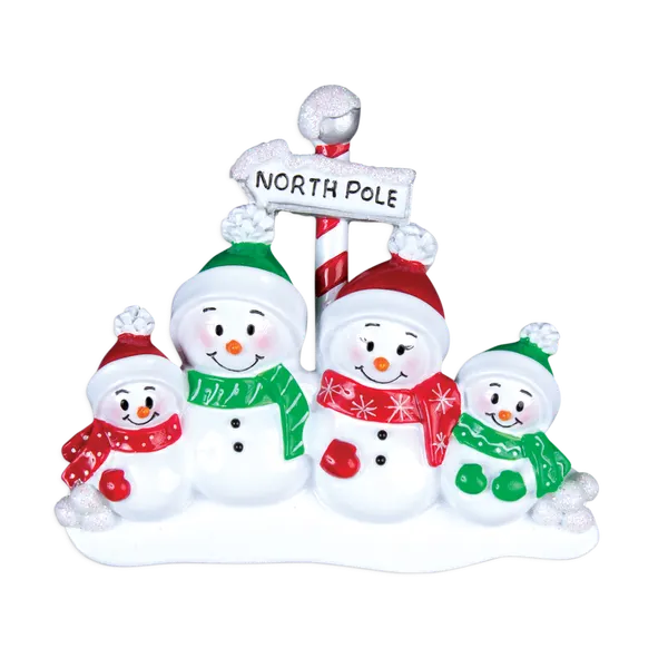 TT967-4 - North Pole Family of 4 Christmas Table Topper