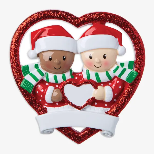 Interracial Couple Personalised Christmas Decoration