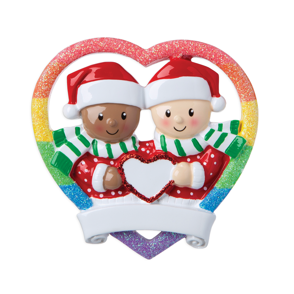 MR1666 - interracial Gay Couple Personalised Christmas Decoration
