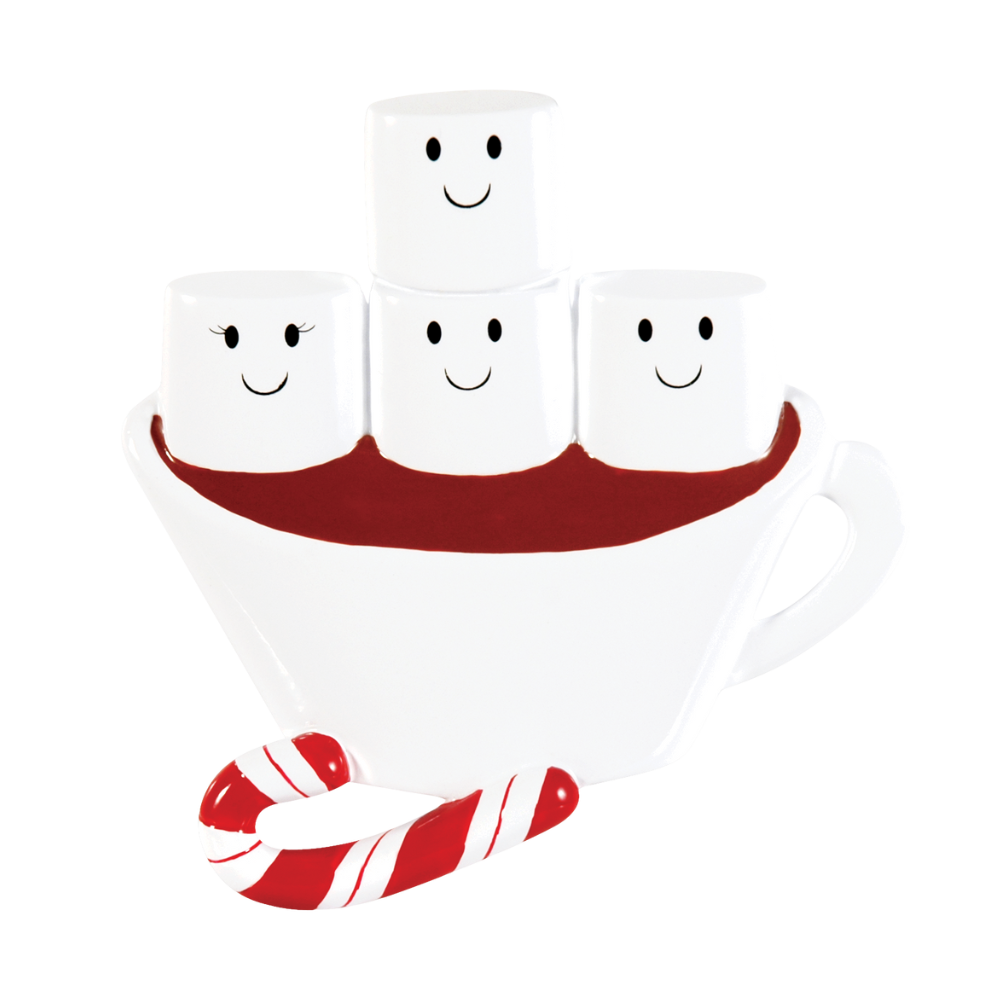OR1213-4 - Hot Chocolate Family With 2 Kids Personalised Christmas Decoration
